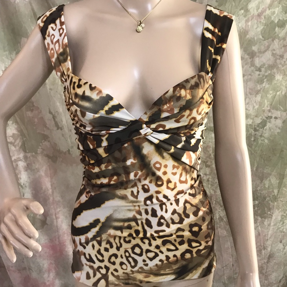 Marciano 90s Vintage Leopard Print Sweetheart Top